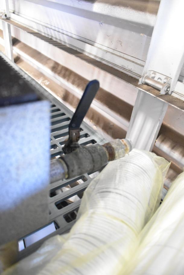 Rankin-Delux stainless steel commercial gas range, 2 burners, visible gas connection. Used condition.