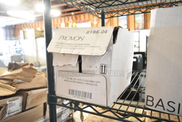 Three-tier lot with boxes including Provon Foaming Handwash and Diversey Foaming Grease Cleaner, labels visible.