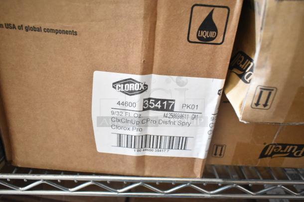 Cardboard box of Clorox Pro Disinfectant Spray, label shows 9/32 fl. oz, product code 35417, in good condition.