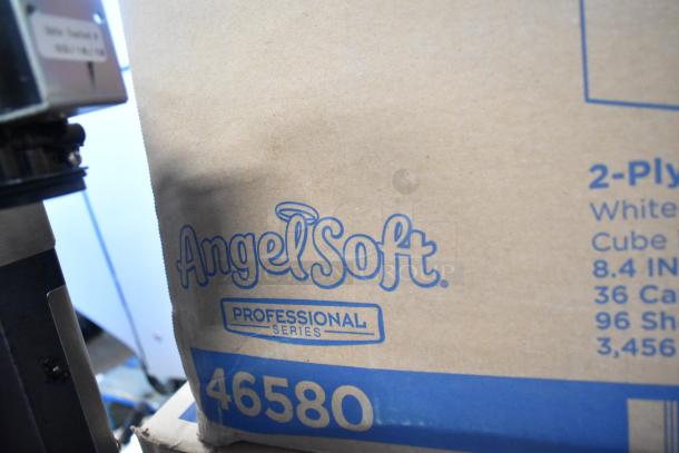 9 boxes including Angel Soft Professional Series 46580 and 2-ply towels. WIN1420B centerpull towels, Dixie Ultra 011100539 towels.