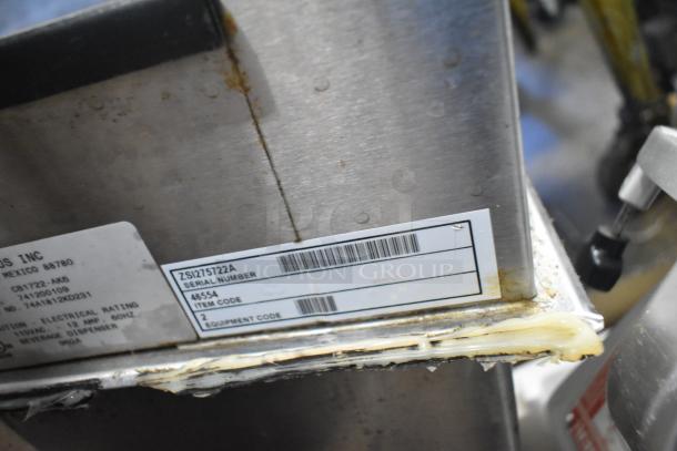 Stainless steel 6-flavor beverage machine on Cornelius drop-in ice bin, 115V, 1-phase. Serial: 46554, item code: 2.