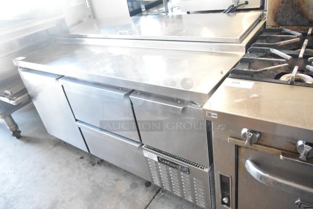2017 Continental CPA68 stainless steel commercial prep table with 2 drawers, 2 doors, on casters, 115V, 1 phase.