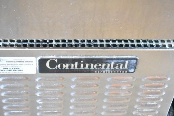 2017 Continental CPA68 stainless steel prep table, 2 drawers, 2 doors, on casters, 115V, 1-phase, label visible.