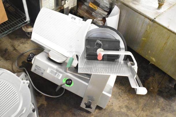 2016 Bizerba GSP H stainless steel commercial meat slicer, 120V, 1 phase, used, visible markings, countertop model.