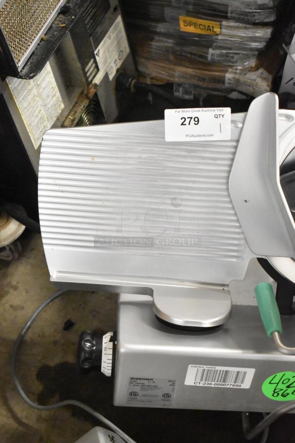 2016 Bizerba GSP H stainless steel commercial meat slicer, countertop model, 120V, 1 phase, visible controls and labels.