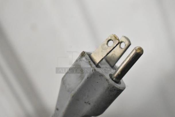 Close-up of a 120-volt plug for the 2020 Bizerba GSP HD stainless steel commercial meat slicer.