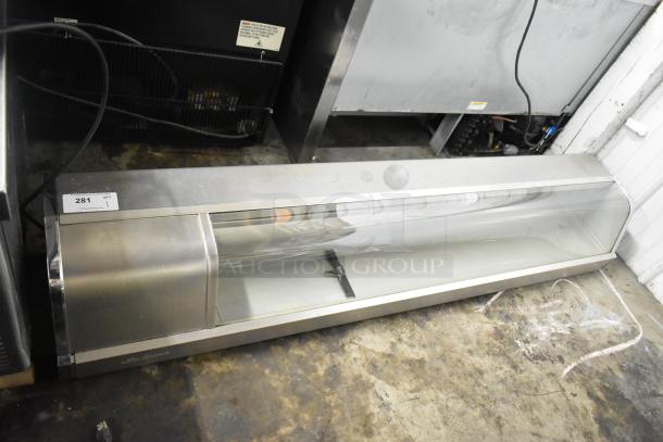 Turbo Air stainless steel sushi display case, countertop model, 120V, 1 Phase. Features glass front, ideal for commercial use.