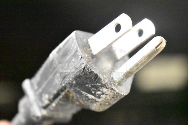 Turbo Air stainless steel sushi display case plug, 120V, 1 phase; features a standard electrical plug.