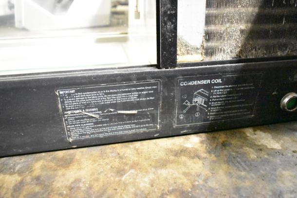 Turbo Air Stainless Steel Sushi Display Case, 120V, 1 Phase, maintenance instructions visible, good condition.