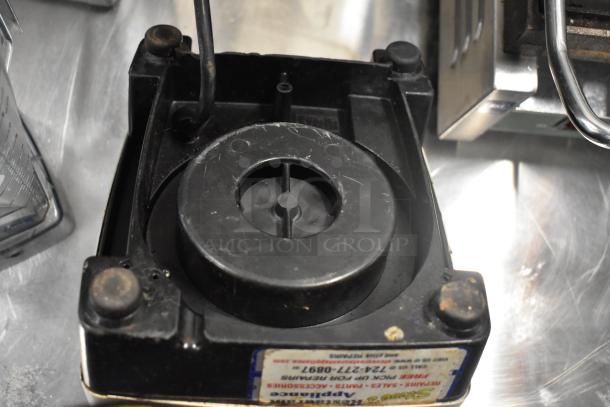 Two metal countertop blenders, including VitaMix, 120 volts, 1 phase. Appears in used condition with visible wear.