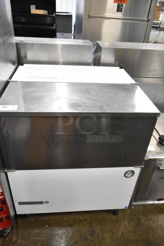 Beverage Air SM34N-W metal commercial milk cooler, 115V, 1 phase; features robust metal casing and visible logo.