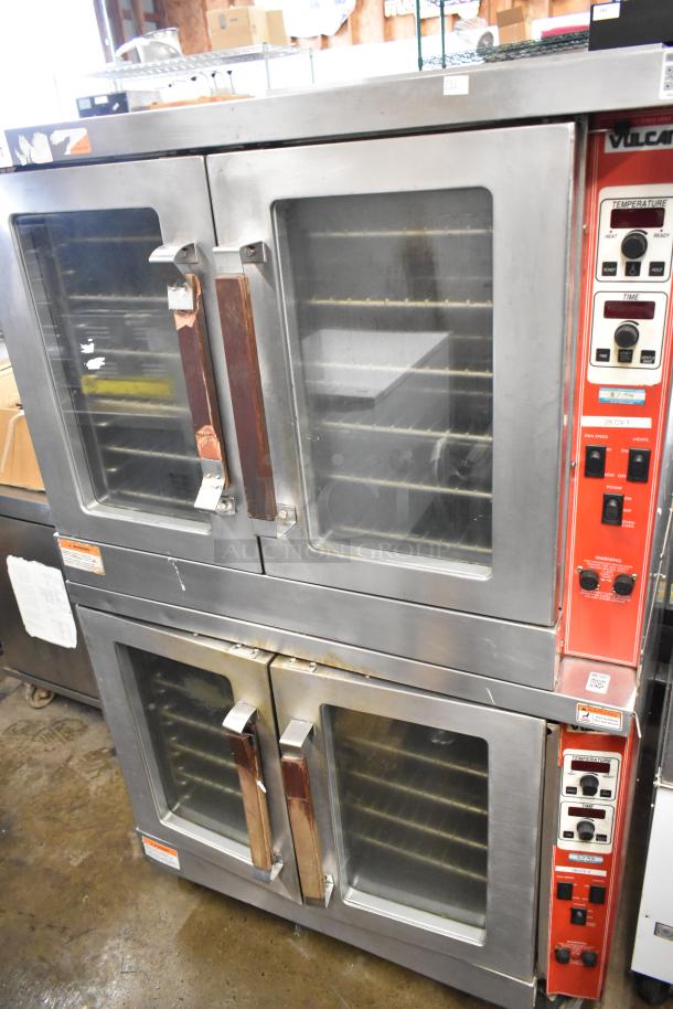 Vulcan ECO4C stainless steel convection ovens with view-through doors, metal racks. 480V, 3 phase. Used condition.