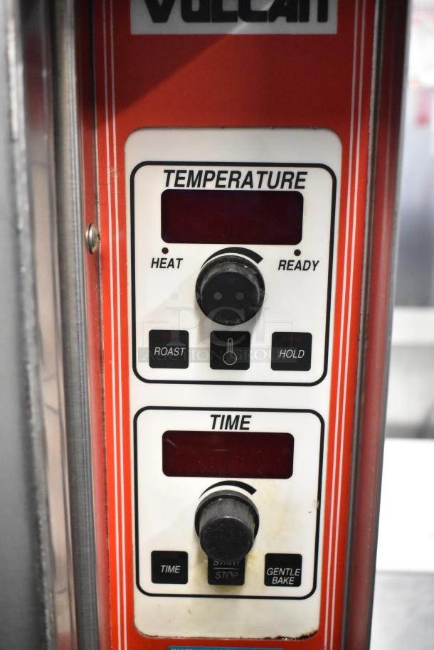 Vulcan ECO4C convection oven control panel with temperature and time settings, featuring roast and hold options.