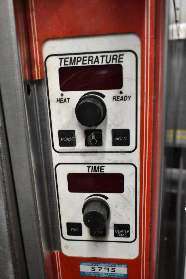 Vulcan ECO4C commercial convection oven controls showing temperature and timer settings, stainless steel, 480V, 3-phase.