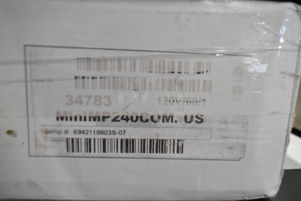 Box with label for Robot Coupe Mini MP 240 Combi Immersion Blender, 120V, serial #6942118803S-07.