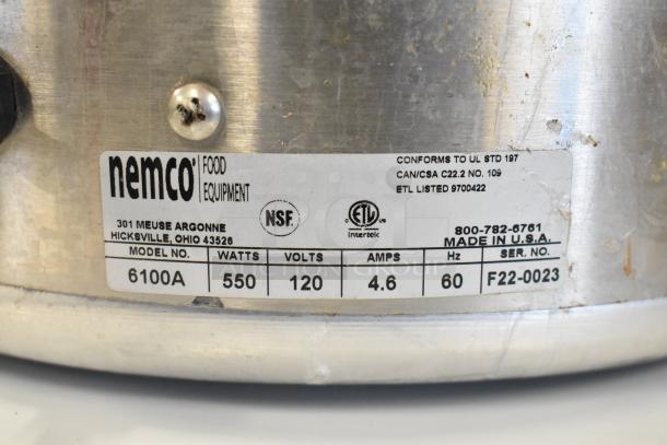 2022 Nemco 6100A stainless steel soup kettle, 120V, 1 phase. Features NSF and ETL listings, made in USA. Model 6100A.