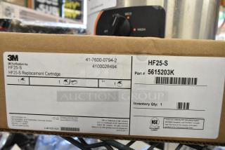 Brand new 3M HF25-S Replacement Cartridge in box. Label shows part #5615203K, NSF certification, made in USA.