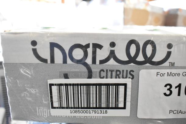 Box labeled "Ingrilli Citrus," includes barcode 10850001791318, part of a 98-box lot with Power Crunch Protein Crisps.