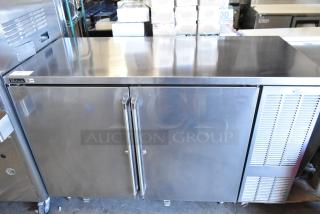 Perlick PTS60-RO-1 stainless steel 2-door back bar cooler, 115V, 1 phase, excellent condition, commercial use.