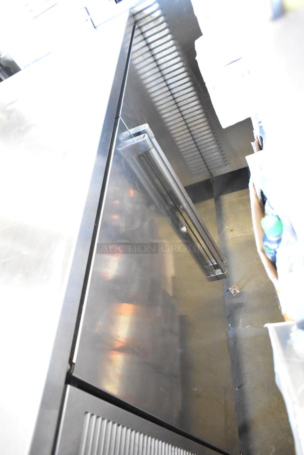 Perlick PTS60-RO-1 stainless steel 2-door back bar cooler, commercial-grade, 115 volts, 1 phase, in good condition.