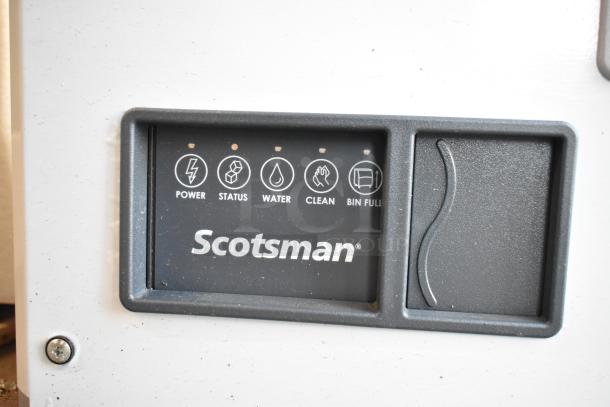 Brand new Scotsman MC1030MA-32A ice head, stainless steel, 115V, 1 phase, control panel with status icons visible.