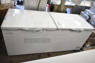 Brand new KoolMore SCF-24C commercial chest freezer, 24 cu ft, 115V, minor scratches, metal construction, white finish.