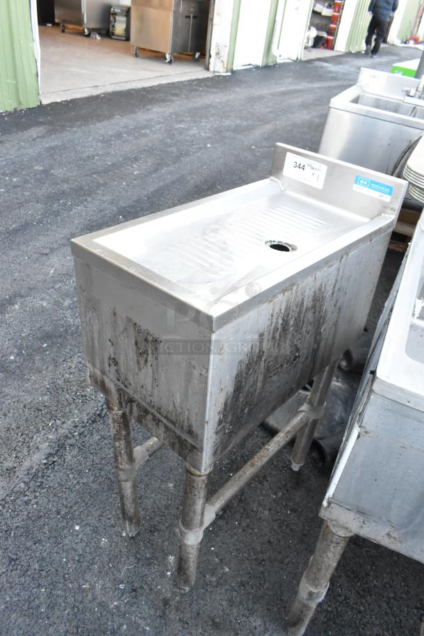 BK Resources BKUBD-12-21S stainless steel drain board, commercial use, visible wear, model label intact.