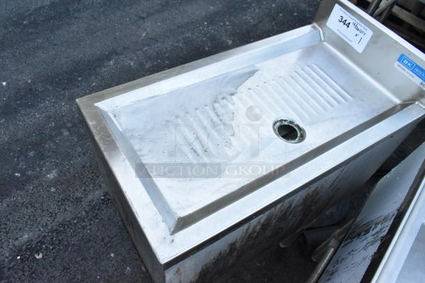 BK Resources BKUBD-12-21S stainless steel commercial drain board, used condition, with visible water marks and serial label.
