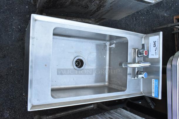 BK Resources BKUBS-1014HSS12 stainless steel single bay back bar sink with faucet and handles, excellent condition.