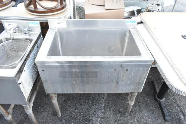 BK Resources BKIB-3012-18S stainless steel commercial ice bin, used condition, visible wear, model label present.
