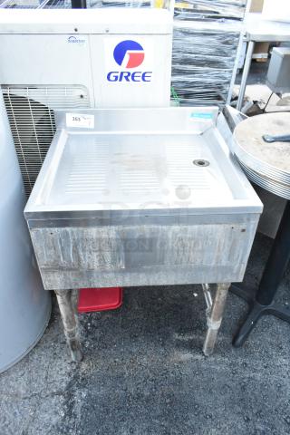 BK Resources BKUBD-24-21S stainless steel drain board; used condition with visible markings and stand, labeled with model tag.