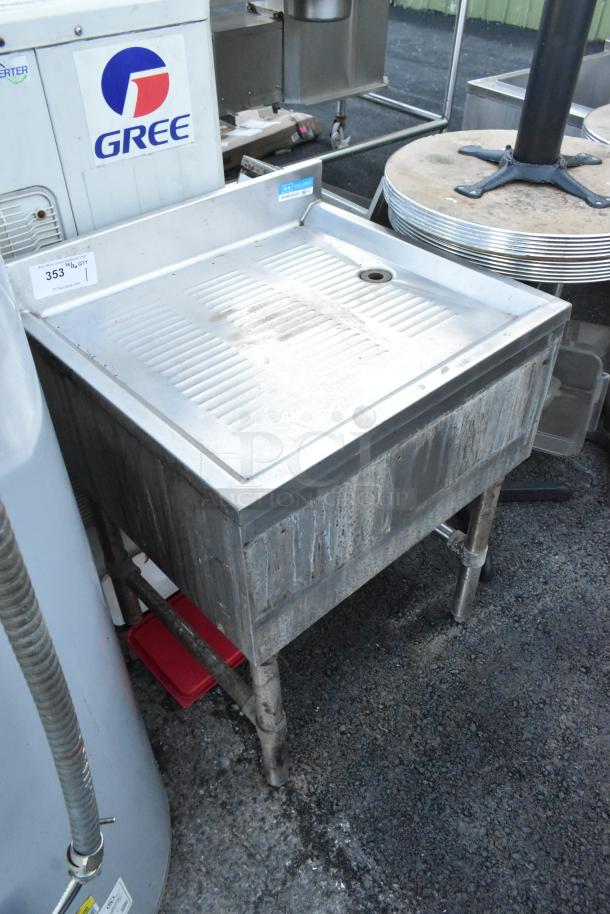 BK Resources BKUBD-24-21S stainless steel drain board with visible wear, model label intact, sturdy construction.