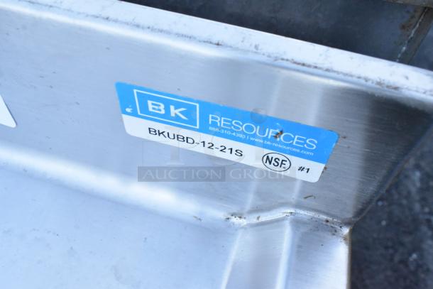 BK Resources BKUBD-12-21S stainless steel drain board with visible label, NSF certified, in used condition.
