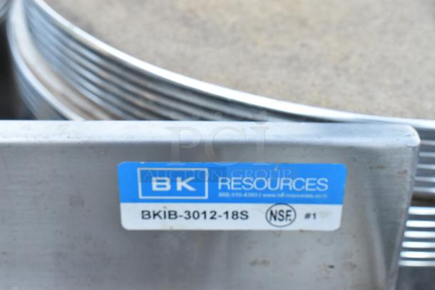 BK Resources BKIB-3012-18S stainless steel ice bin with visible model tag, NSF certified, durable construction.