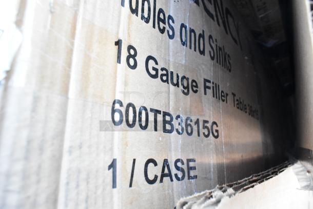 9 brand new scratch and dent items, including 18-gauge filler table, model 600TB3615G, 1 case.