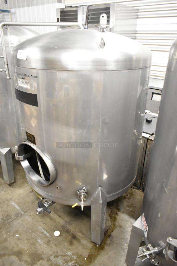 Stainless steel 8.75 BBL, 367-gallon beer tax determination tank; commercial-grade, floor style; visible fittings and labels.