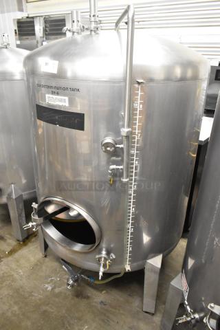 Stainless Steel 8.75 BBL / 367 Gallon Beer Tax Determination Tank, floor style with visible gauges and labeling, in good condition.