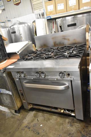 Southbend P36G-BBB Stainless Steel Commercial Natural Gas Powered 6 Burner Range w/ Oven. - Item #1226615