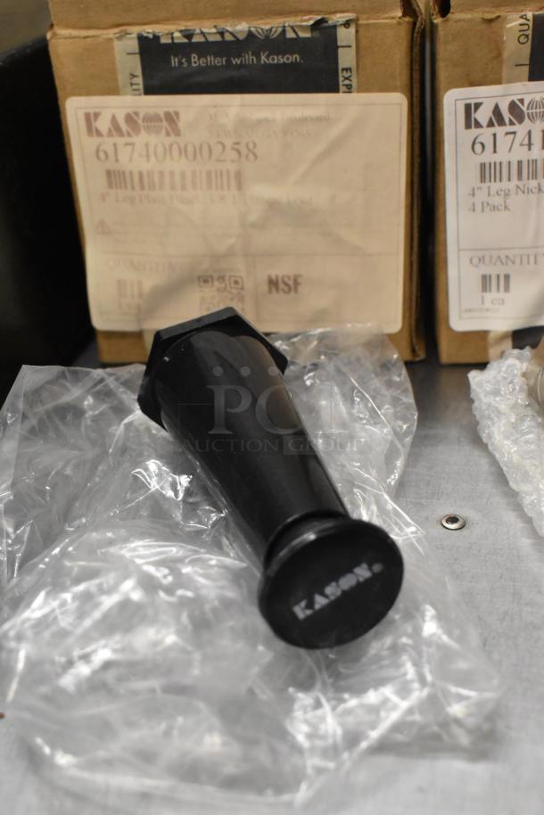 Kason Hex Foot, brand new, black plastic, included in a sealed package. Kason label visible on box, NSF certified.