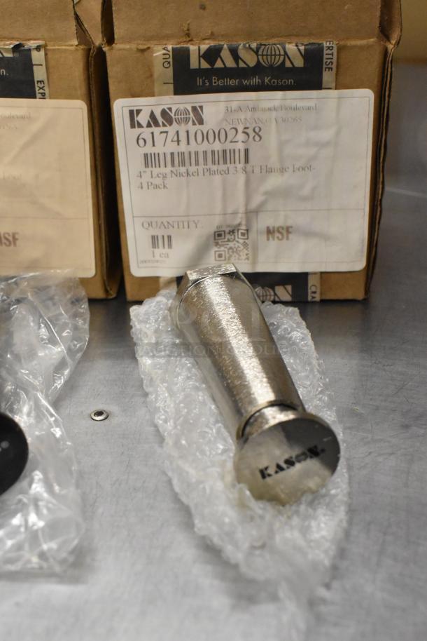 Kason Hex Foot, nickel-plated, new condition on bubble wrap, boxed. Includes Kason label with product details.
