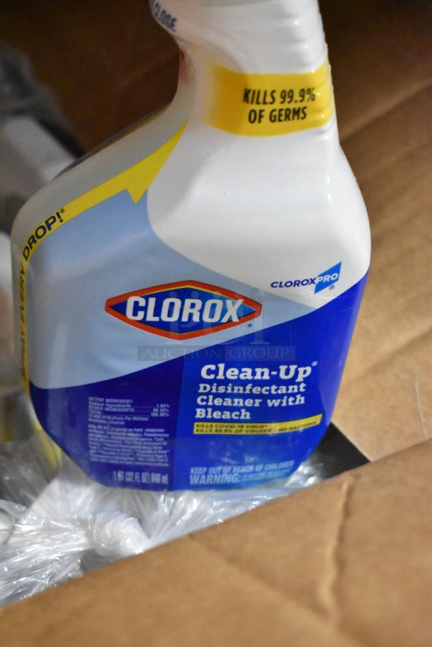 Clorox Clean-Up Disinfectant Cleaner with Bleach bottle, 32 oz, label indicates "kills 99.9% of germs."