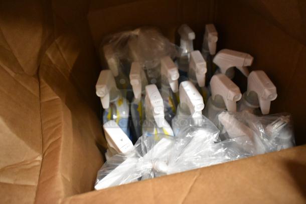Box of 50 various cleaner bottles, including Clorox Clean Up Disinfectant Cleaner with Bleach, in new condition.