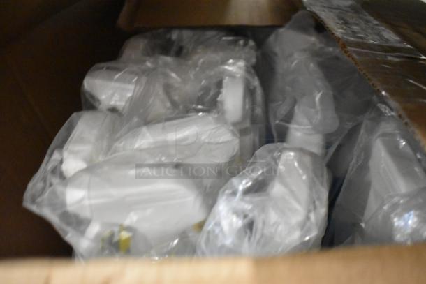 Box of 58 cleaner bottles, including Clorox Clean Up with bleach, wrapped in plastic.