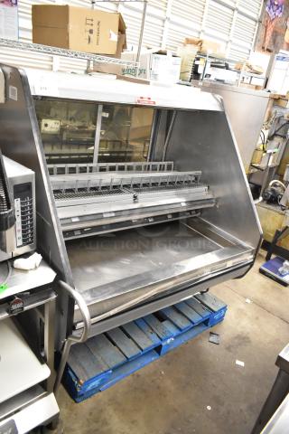 Metal Commercial Horizontal Grab N Go Merchandiser, stainless steel, shelves, good condition, suitable for retail display.