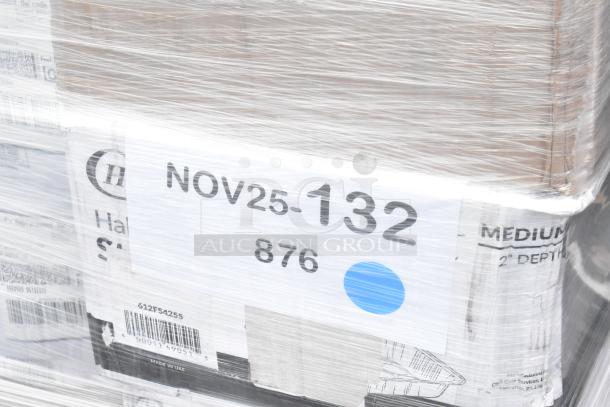 Plastic-wrapped pallet containing scratch and dent items such as cold cups, drink carrier, trash bags, cutlery packs. Label "NOV25-132" visible.