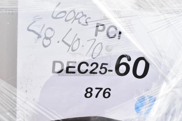 Packaging with writing reads "60pcs PCI, DEC25-60 876," wrapped in plastic. Contains 36 new scratch and dent items.