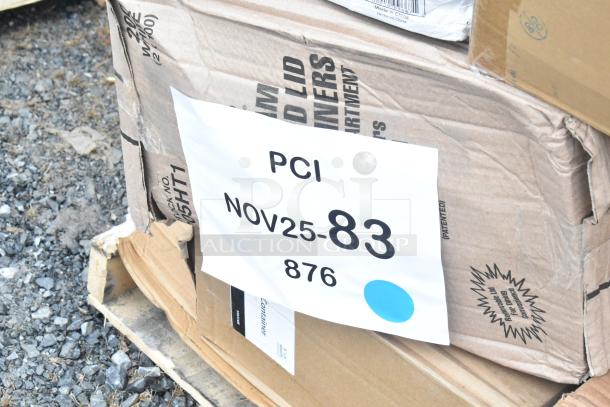 27 brand new scratch and dent items on a pallet. Includes food cups, cake circles, cold cups. Box labels indicate "Made in China."