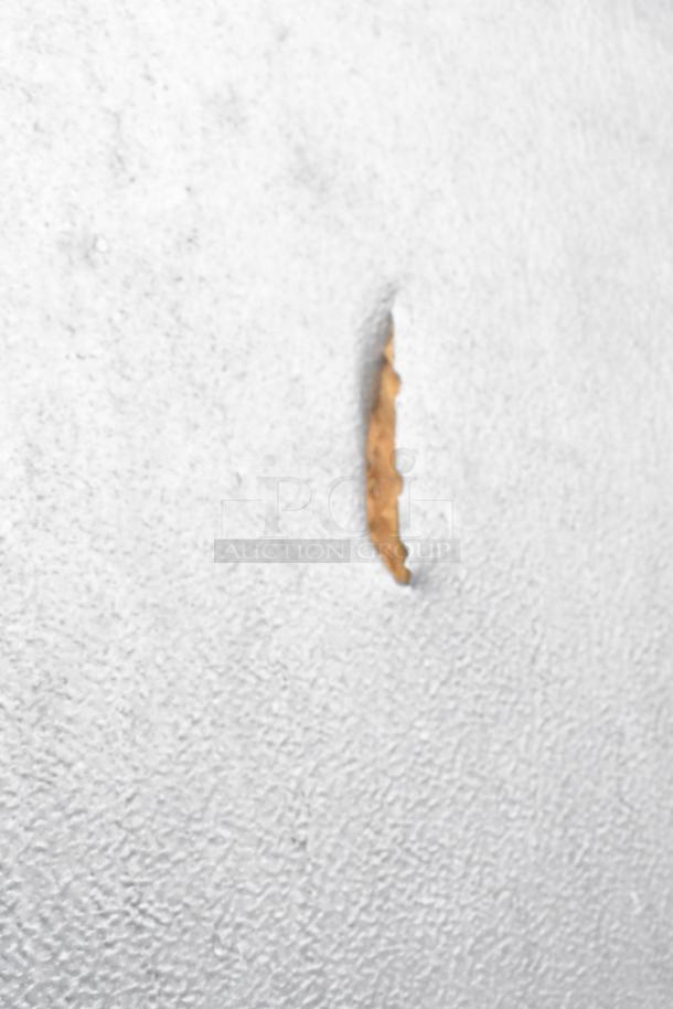 Damaged surface of Penn Walk-In Box wall, showing a tear in the paneling. No compressors, condensers, or fans included.