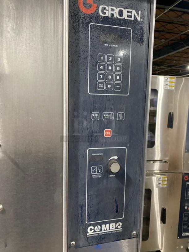 Groen Combo Series double stacked convection steamer oven, stainless steel, natural gas, Model CC10-G, with controls visible.