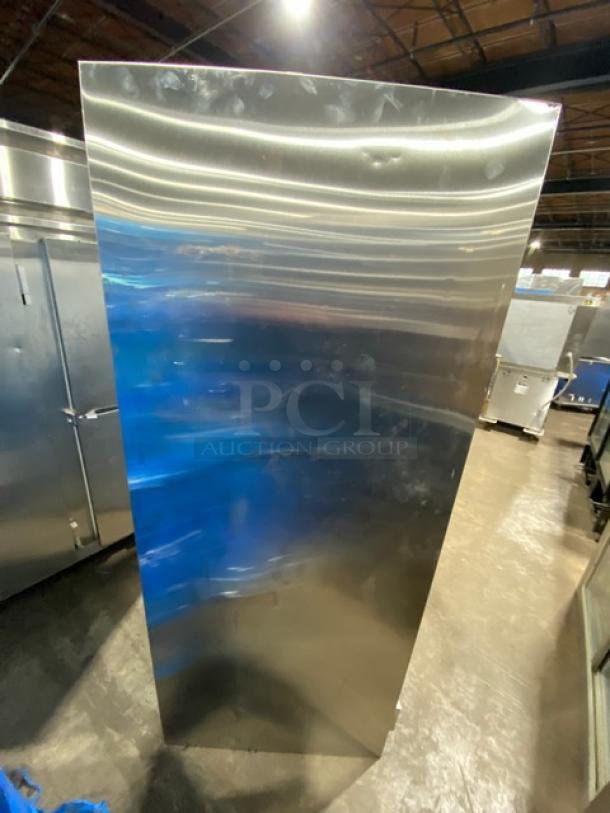 Traulsen stainless steel 2-door reach-in refrigerator, model 1RHT232WUT, features chrome-plated wire rack, 115V 1 phase.